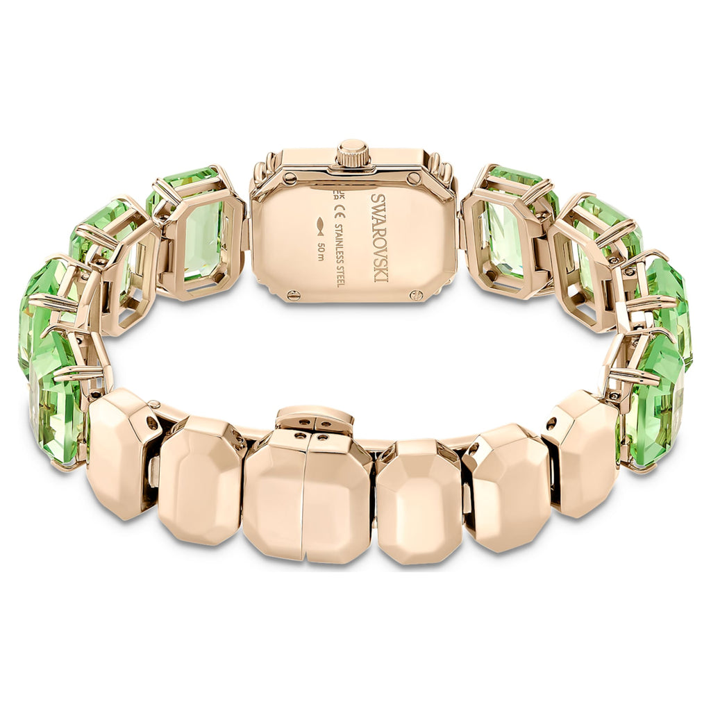 Swarovski Watch Octagon cut bracelet, Green, Champagne gold-tone finish